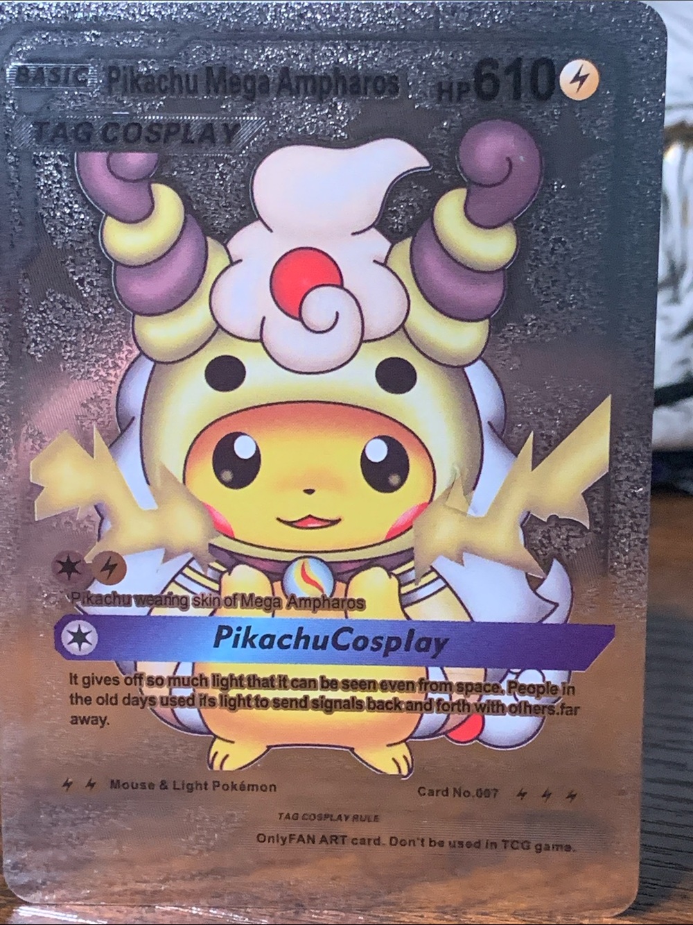 Pikachu Cosplay Mega Ampharos Pokémon card - unofficial